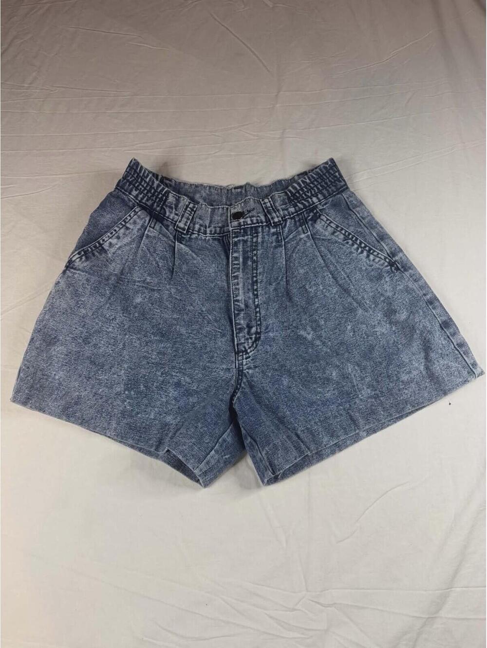 💎 VTG Tuxedo Brown Acid Wash High Waist Denim Shorts Pleated Size 10 💎